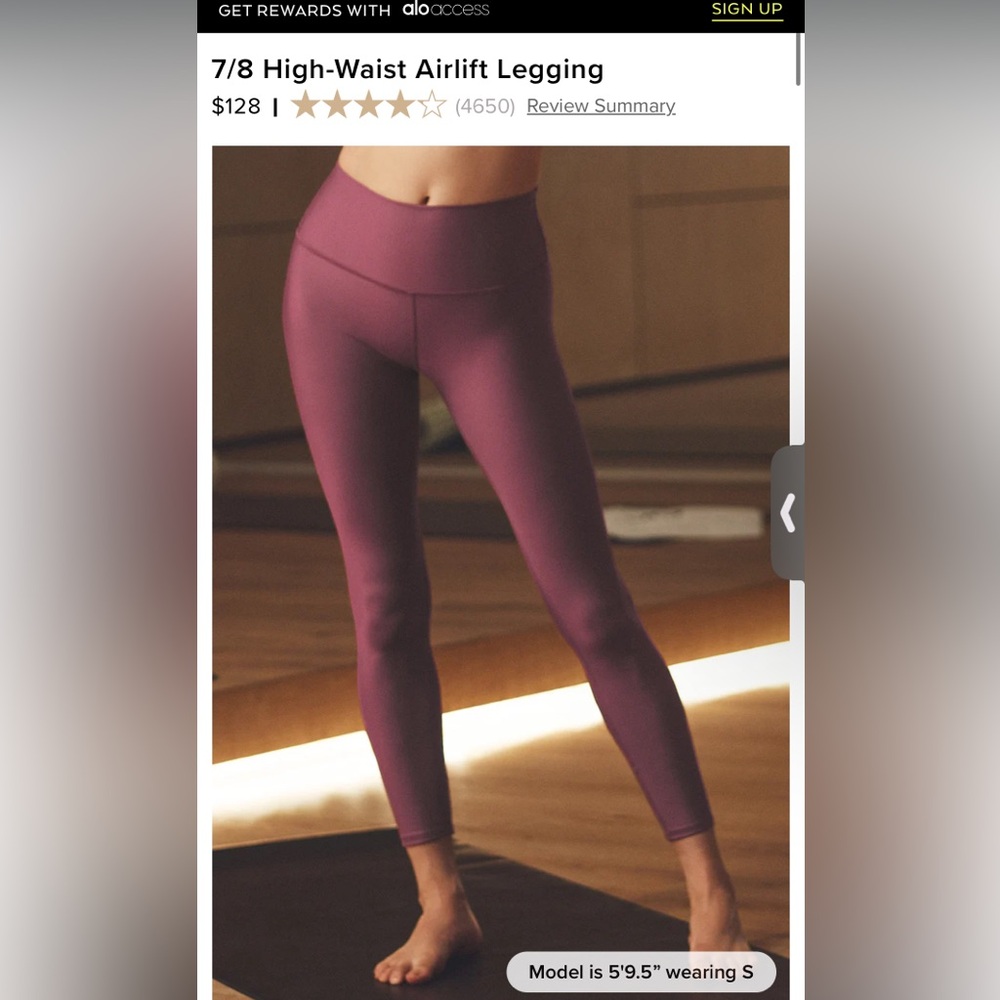 Alo 7/8 High-Waist Airlift Legging (Burgundy Truffle)